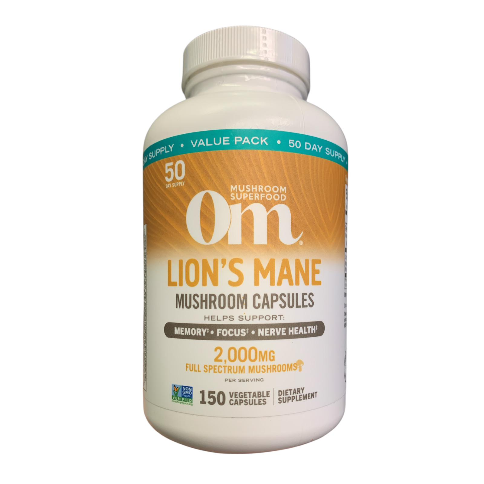 Om Mushroom Superfood Lions Mane Грибная капсула 2000 мг, 150 карат, запас на 50 дней
