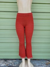 NEW ZARA ORANGE METALLIC THREAD TEXTURED PANTS High Waist Size M 6698A