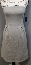 Old Navy Strapless Dress Womens XS Gray Pleated Waist Off the Shoulder Back Zip