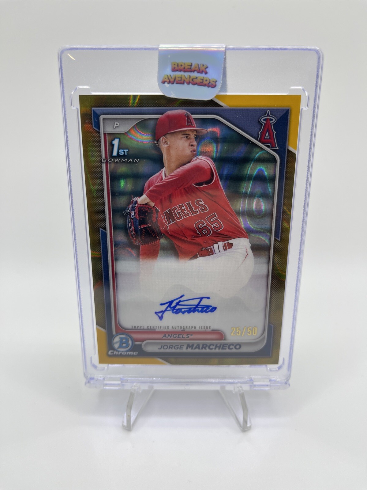 2024 Bowman Chrome Jorge Marcheco 1st Gold Lava Refractor On Card Auto #d 25/50