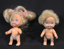 2 Vtg Tyco Quints Dolls Lot Moving Arms Legs Jointed 2.5 Tall #1 #2 Blonde 1990
