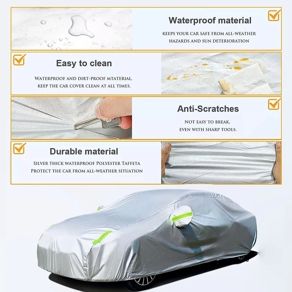 Capa de carro completa externa proteção solar UV resistente à chuva poeira para Honda Civic - Imagem 3 de 4