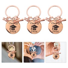 Class of 2026 Graduation Keychain Set Stainless Steel Rose Gold Multi Color
