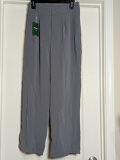 Halara Women's Grey Dress Pants Size Small Wide Leg Elastic Waist Pull On NWT