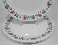 ❤️ 4 Corelle NORDIC BLOOM DINNER PLATES Ansa Wildflowers Floral Rasberry Teal