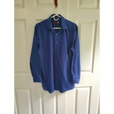 J. Ferrar Mens Slim Fit Long Sleeve Button Down Dress Shirt Blue 16-16.5 32-33