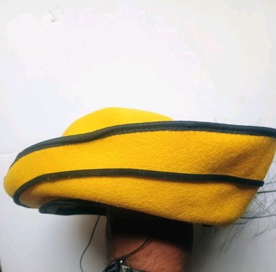 Vintage Geo W. Bollman Yellow Felt Ladies Hat w/ Feathers  display picture 1