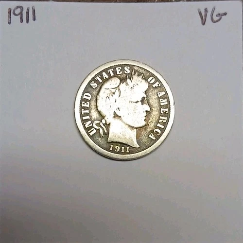 1911 (P) Barber Dime VG 90% Silver Philadelphia Mint