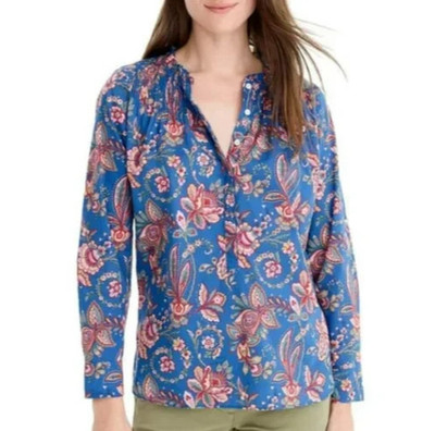 J. Crew Liberty Art Fabric Popover Top Size 4 Flora Belle Ruffle Spring Boho
