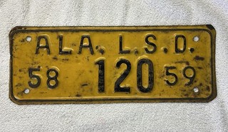 58 59 Vintage LSD License Plate