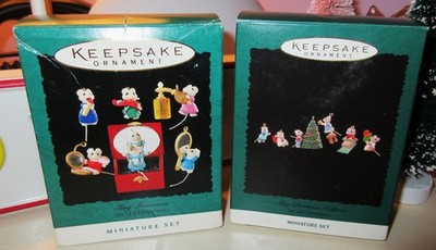 Hallmark Ornament Tiny Treasures &Tiny Christmas Helpers Miniature Set of 6 Mice