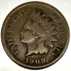 1908 Indian Head Cent Penny Good Condition 1c US Coin - 2626