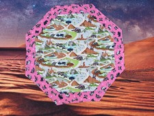 Handmade Quilted table topper octagon pink jeep cactus Moab Utah off roading