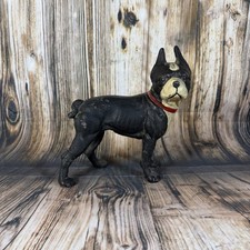 Vintage 10" 8 lb Hubley Boston Terrier CAST IRON DOG DOORSTOP Black/White