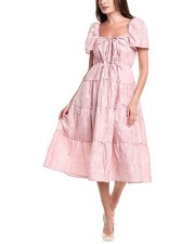 Ganni Cloque Midi Dress Women's Pink 32
