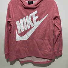 Nike Women's Pink Raglan Sleeve Cropped Hooded Sweatshirt Size Large