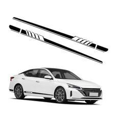 2 PCS Car Side Skirt Decals, 88.58" x 4.52" Racing Stripe Sticker Black