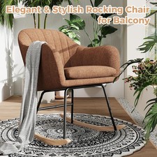 Rocking Chair Nursery Rocking Chairs with Soft Seat Linen Fabric Modern Armchair