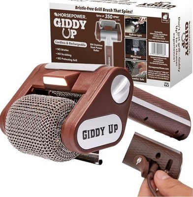HorsePower Giddy Up Grill Cleaner AS-SEEN-ON-TV, Cordless, Rechargeable BBQ Tool