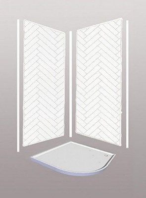 Chevron Marmor Duschwandpaneele Set - 1000 mm x 2,4 m x 10 mm (2-seitige Kabine)