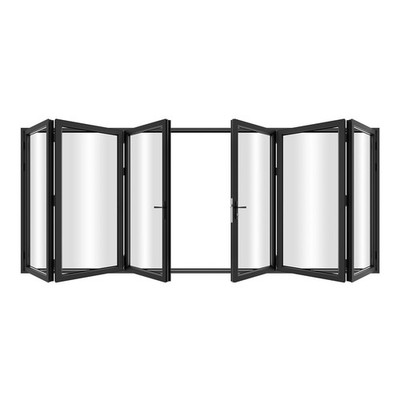 KaMic 192'' x 80'' 6-Panel Aluminum Patio Folding Door Folded Out from Dual Open