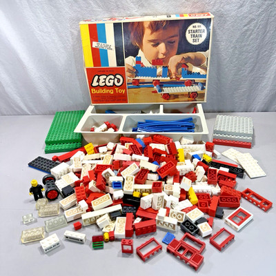 Bulk Vintage LEGO Lot Partial Starter Train Set 111 plus 1.5+ Pound Mixed Pieces