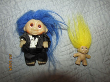 Rare Groom  vintage small DAM Troll dolls 80 and baby troll