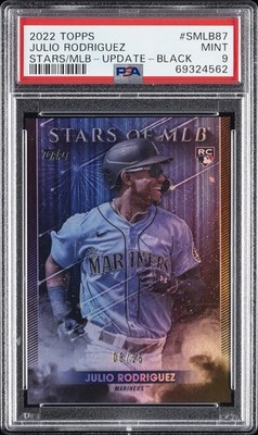 2022 TOPPS STARS OF MLB UPDATE-BLACK #SMLB87 JULIO RODRIGUEZ 8/25 PSA 9