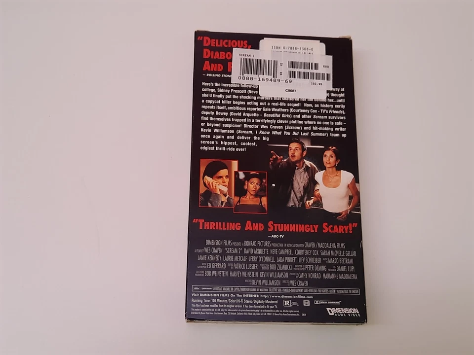 Scream 2 1997 Uncut VHS USA NTSC Video Wes Craven Neve Campbell David Arquette - Bild 2 von 4