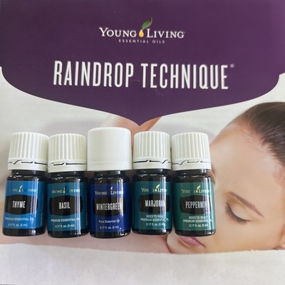 Young Living Raindrop Technique Essential Oils Sealed Set Of 5 Oils In Case READ