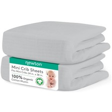 Organic Cotton Mini Crib Sheets 2-Pack Breathable, Washable, Soft