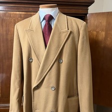 Double Breasted Overcoat 42r Camel Cashmere Peak Lapel Coat