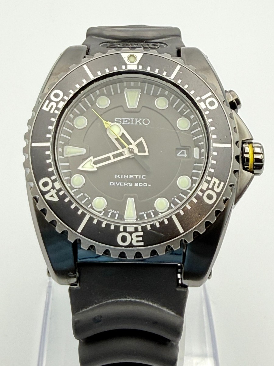 SEIKO Kinetic Scuba Divers 5M62-0BL0 Black Dial Watch Japan New