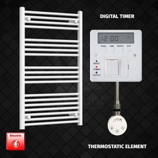 Image of Elegant Radiators 600x1200mm White Electric Towel Rail 1341BTU Wall Mounted