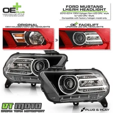 [Halogen Upgrade] 2010-2014 Ford Mustang LED Tube Projector Headlights Headlamps