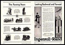 1930 Ingersoll Rand Drills And Pumps High Wheel Bicycle Art Deco 2-Page Print Ad