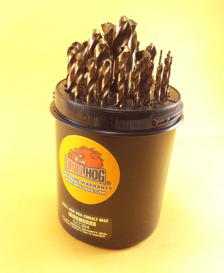 Juego de brocas de cobalto Drill Hog® 29 piezas M42 taladros 1/16-1/2 100 % garantía de por vida Foto 2 de 4