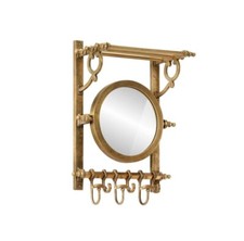 WARDROBE Handmade wall train rack shelf Wall mirror coat hanger hook three in on