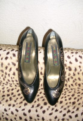 MIMA VENEZIA  Neu Damen Marken Pumps Schuhe Schwarz ganz aus Echtleder Gr.37,5  