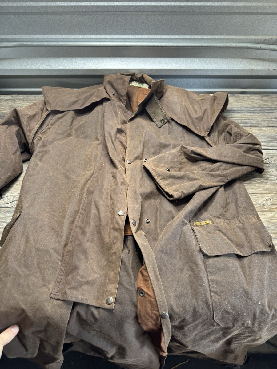 DRIZA-BONE Unisex Black Oil Skin Long Riding Coat Size Made In Australia