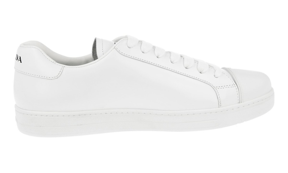 LUXURY PRADA CAP TOE SNEAKERS SHOES 4E3539 WHITE LEATHER US