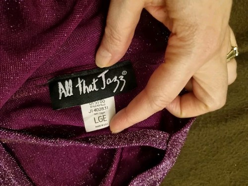 Vintage All That Jazz Strappy Prom Dress Purple Sparkle Form Fitting Size L 12 - Picture 4 of 5