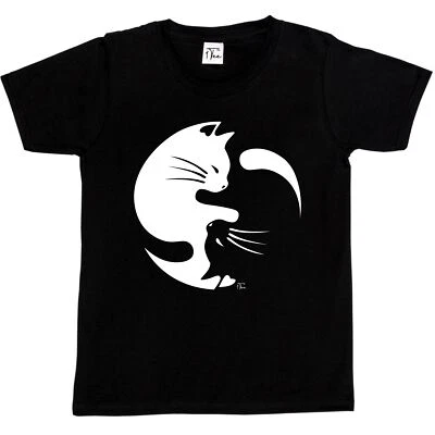 1Tee Kids Boys Ying Yang Cats T-Shirt