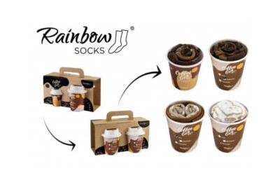 Coffee to Go Socken Box 4 Paar  Strümpfe Geschenkbox Espresso Cappuchino Kaffee