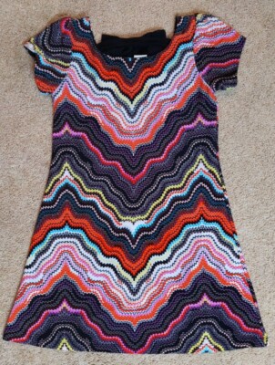 Blink Wear Girls dress Sz 7 multicolor short sleeves knit & knit lining back bow