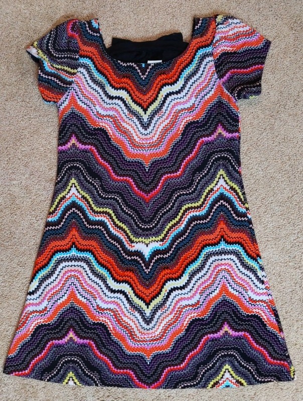Blink Wear Girls dress Sz 7 multicolor short sleeves knit & knit lining back bow