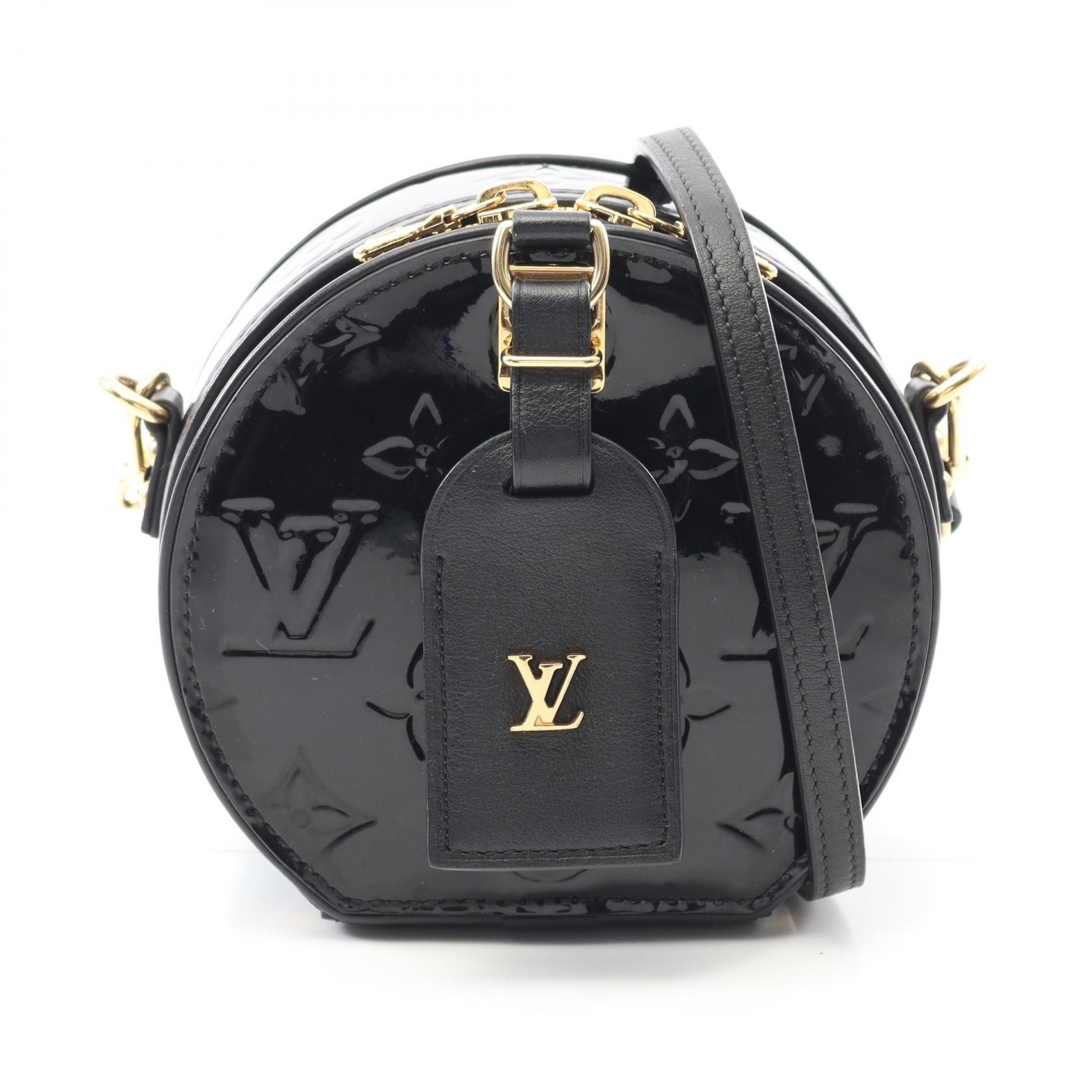 LOUIS VUITTON Mini Boite Chapeau Crossbody Bag in Monogram Vernis Noir LV M90469