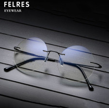Unisex Rimless Anti Blue Light Round Reading Glasses Full Frame Classic Glasses