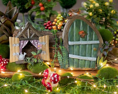 Miniatur Magische Metall Fee Pixie Garten Ornamente Tür Fenster Set für Bäume 