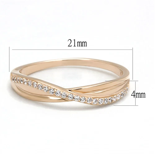 Anillo de oro rosa para dama cruzado 4 mm circonita cúbica plata de ley 591 Foto 2 de 4